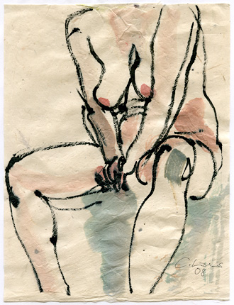 Sitz. Akt aufgest., 20,5 x 15,5 cm, 2008